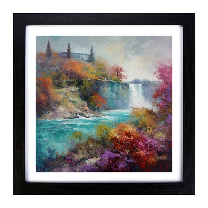 Niagara Falls Impressionism No.1 - Framed Print, Black