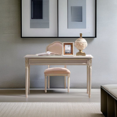 Solid wood white carved desk