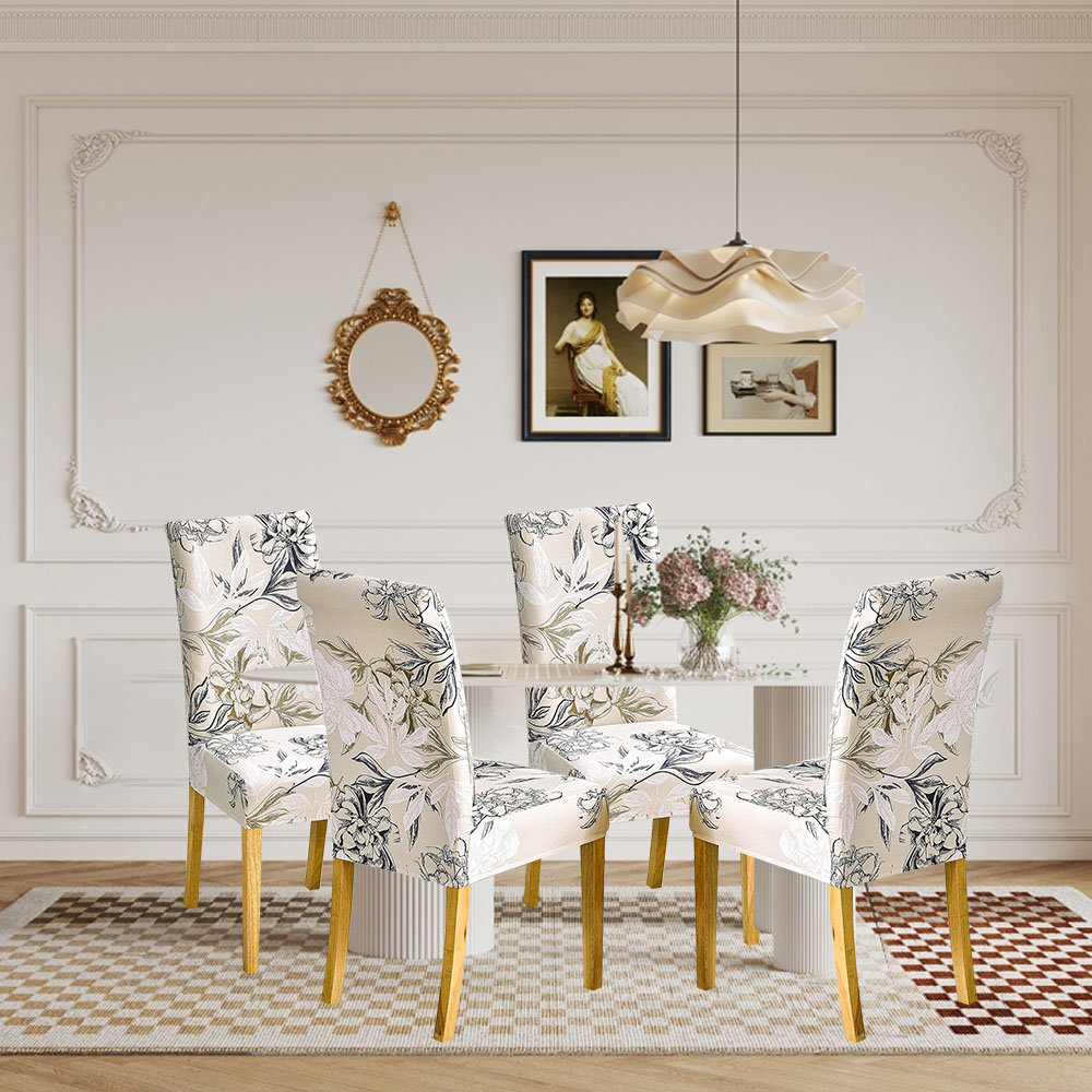 Polyester Box Cushion Dining Chair Slipcover Rebrilliant Fabric 