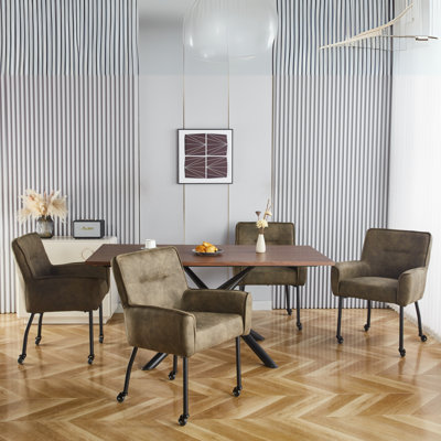 Ensemble de 4 fauteuils rembourrés avec roulettes Anya