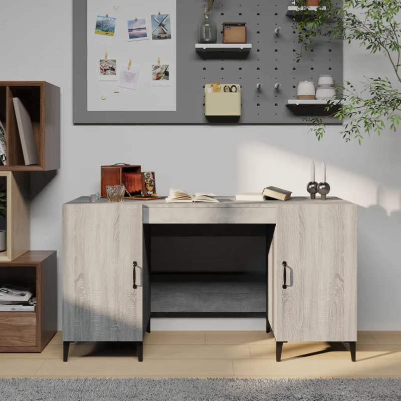 Korhan Computer Desk, Grey Sonoma