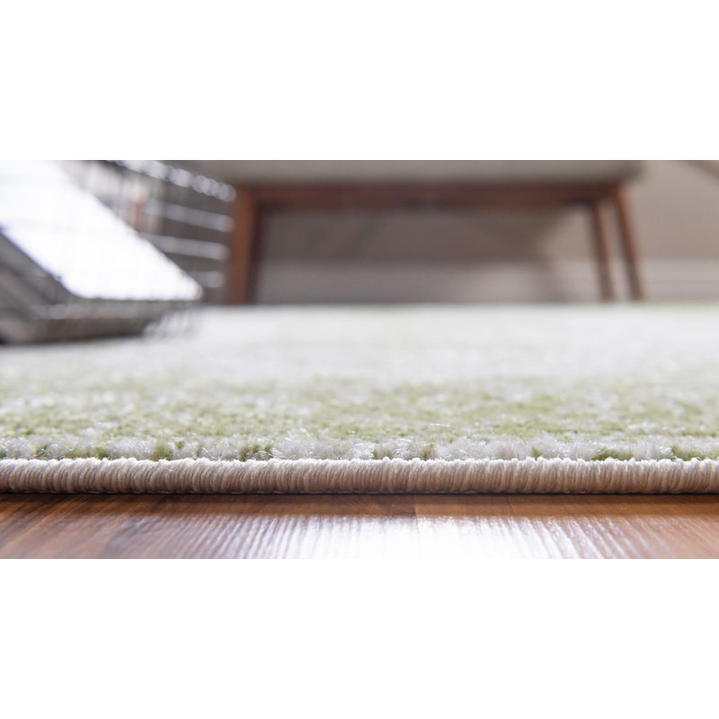 Tapis vert de style oriental, Rectangle 7 pi 10 po x 11 pi