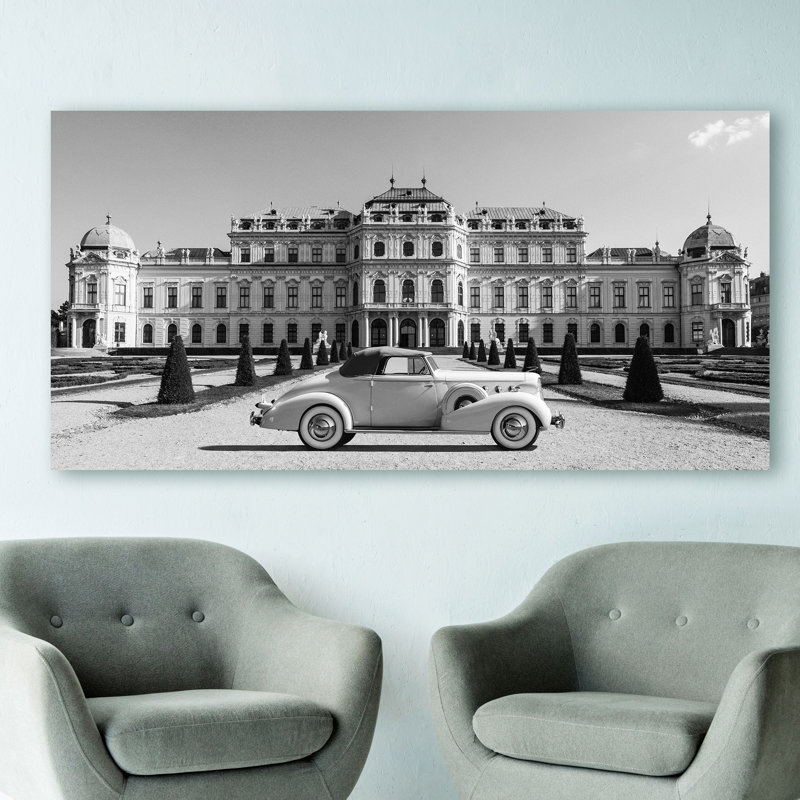 Car At Belvedere Palace, Vienna - Wrapped Canvas Print, 60cm H x 120cm W x 4cm D