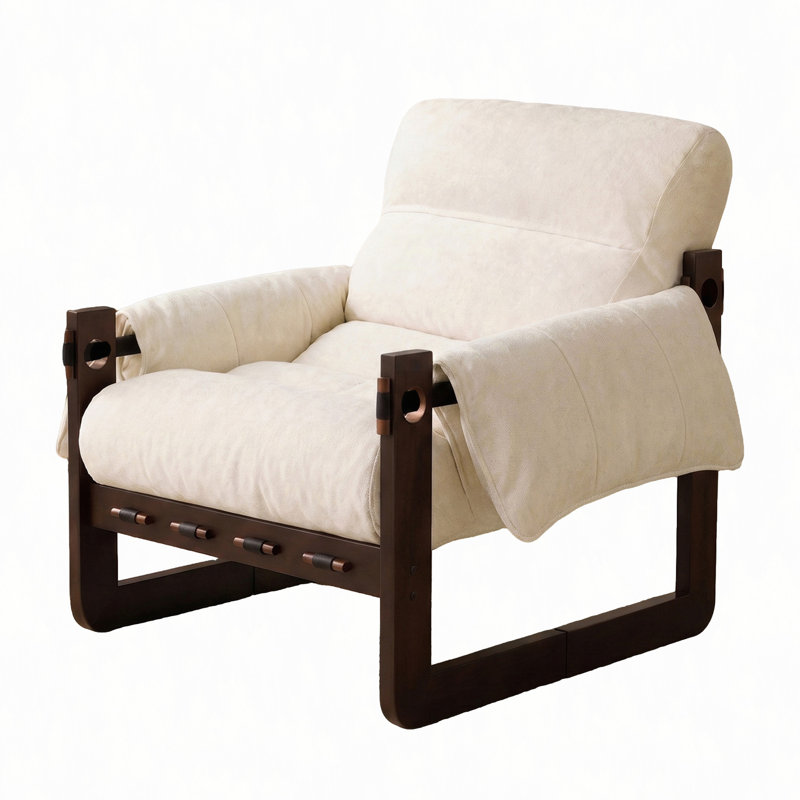 Fauteuil d'appoint en chenille, méridienne rembourrée avec structure en bois, fauteuil de lecture confortable avec siège rembourré, dossier et accoudoirs roulés pour le salon, la chambre à coucher, le coin lecture