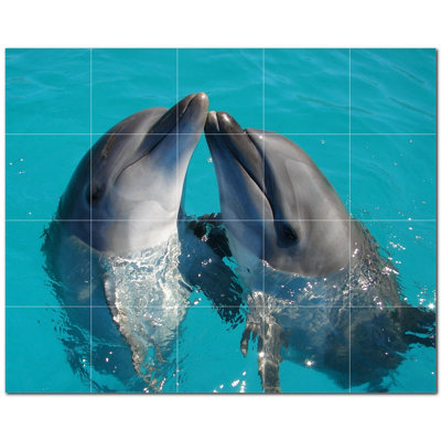 Murale en céramique 8 "x 8" Dolphin Photo