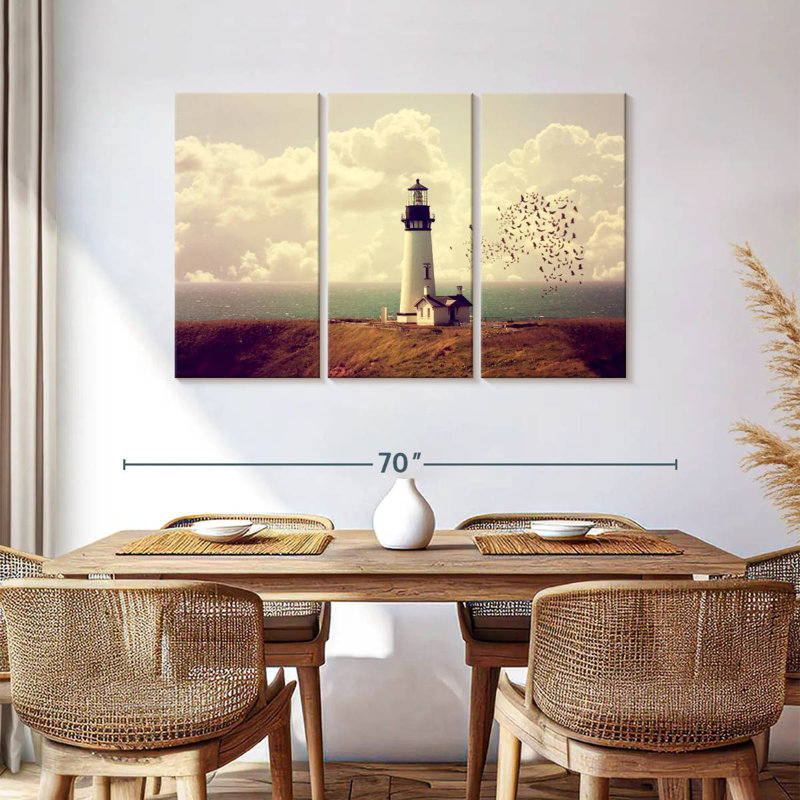 Vieux phare blanc Aletra, H 36 po x l 57 po