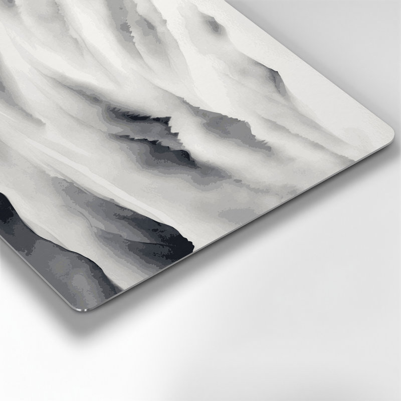 DiagonalStripes Mist Gray White Gray Metal Wall Art, 8" H x 8" W