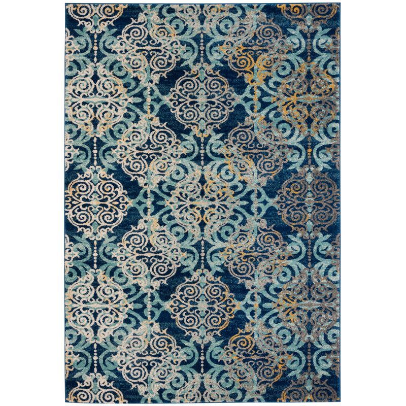 Tapis oriental royal / bleu clair Franke, Rectangle 3 pi x 5 pi