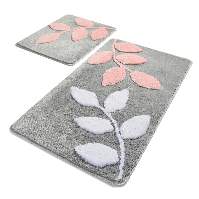Premium Acrylic Bathmat Set (2 Pieces), Antibacterial Non-Slip Design, 19.7 x 23.6 inches & 23.6 x 39.4 inches | 100% Acrylic, Pile Height: 0.7-1.2 inches | Machine Washable, Soft & Durable, Perfect for Bathroom Safety & Comfort