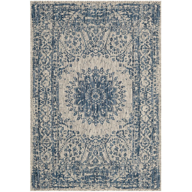 Tapis bleu Contemporary Hitchens, Rectangle 4 pi 1 po x 6 pi 1 po