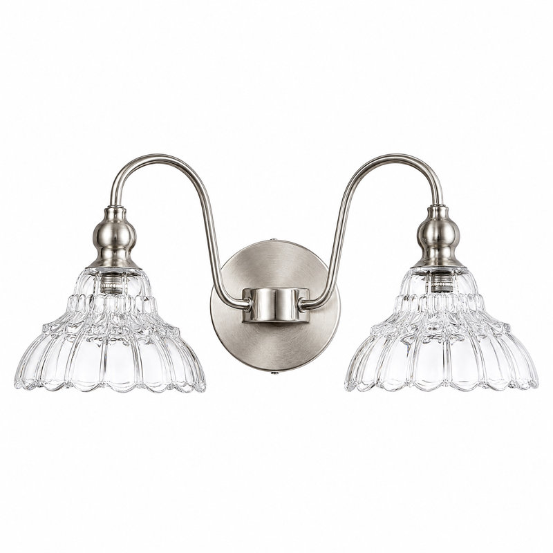 Éclairage pour meuble-lavabo moderne 2 lumières, Nickel sablé, 2, 11.8*17.72*8.66