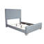 Grand lit tapissier chenille bleu sarcelle clair et gris-101905088