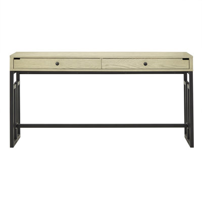 Billue Metal Base Writing Desk with Power Outlet