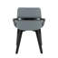 Chaise en bambou noir et similicuir gris-810619762