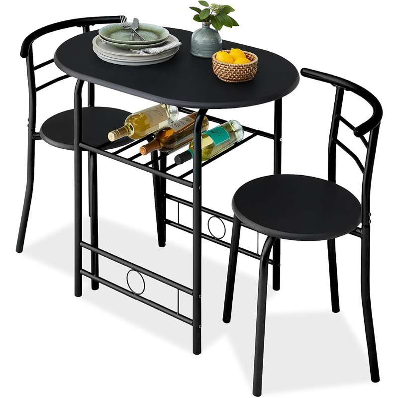 Ensemble repas pour 2 personnes Dismukes, H 20 po x L 36 po x l 21 po, Noir, Noir