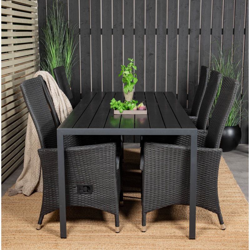 Albi 6 - Person Patio Dining Set with Rectangular Table , Cushions Included