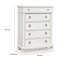 Commode haute Rowy, 5 tiroirs avec boutons en étain, blanc antique