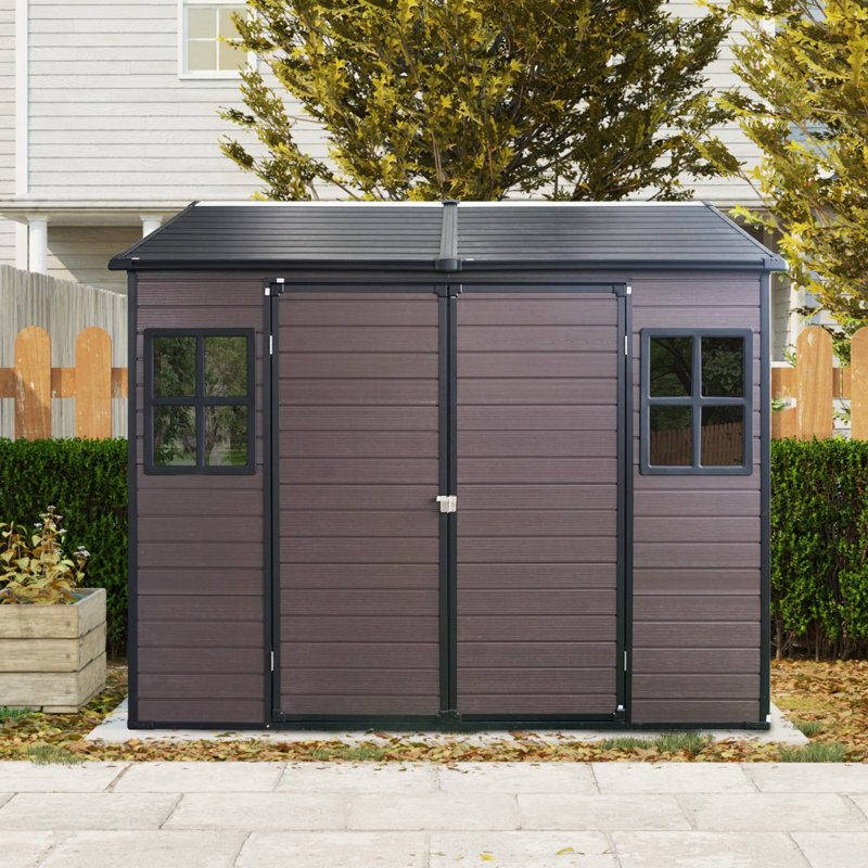 8 X 6-Foot Resin Outdoor Storage Shed Waterproof Shed With Floor, Two Windows And Lockable Door, 85" H  x 96" W x 75" D