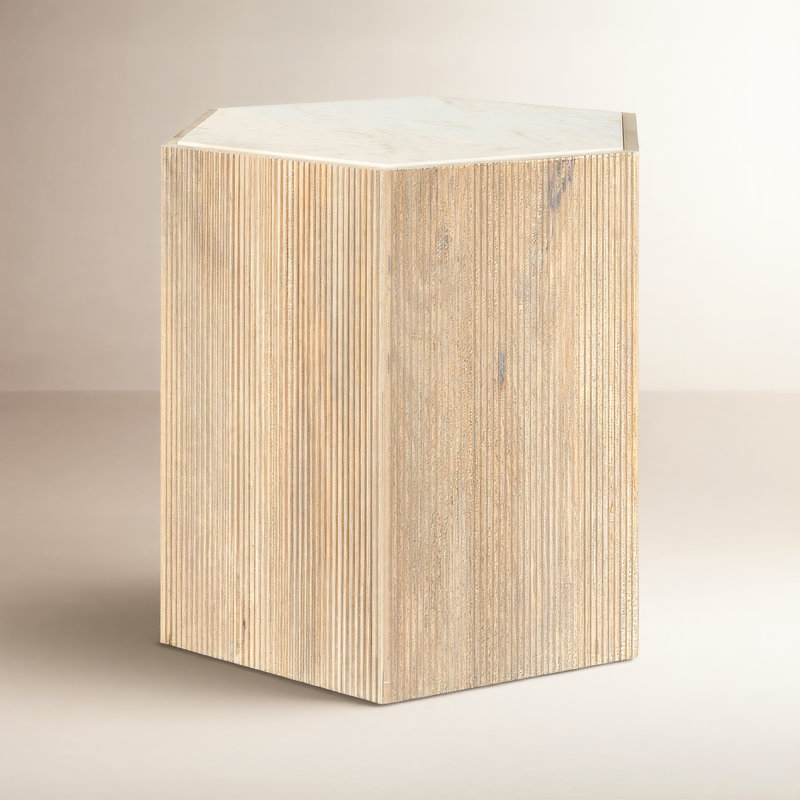 Tiney Marble End Table, 14" H x 20" W x 17" D