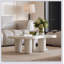 Ensemble de 2 tables basses gigognes blanches et crème de style irrégulier avec plateau en verre pour le salon, facile à assembler