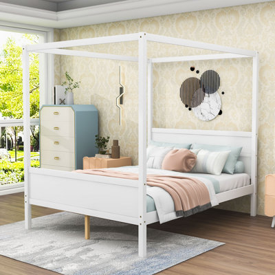 Lit plateforme à baldaquin en bois
