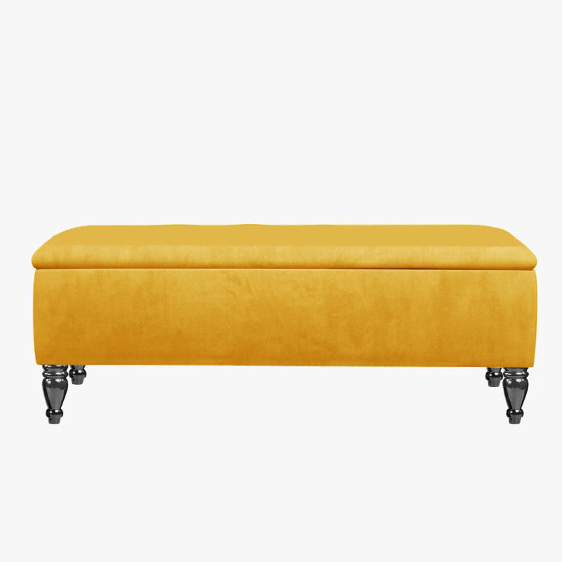 Lisbon Ottoman Bench with Storage, End of Bed Bench, Rectangle Coffee Table, Upholstered Footstools, Mustard Gold