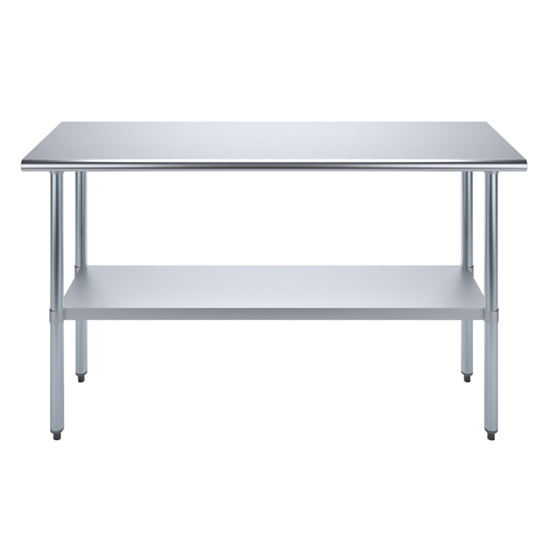 60" Stainless Steel Kitchen Utility Table with Galvanized Undershelf