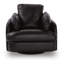 Modie Swivel Glider Recliner Chair with One Pull Motion, Black Leather