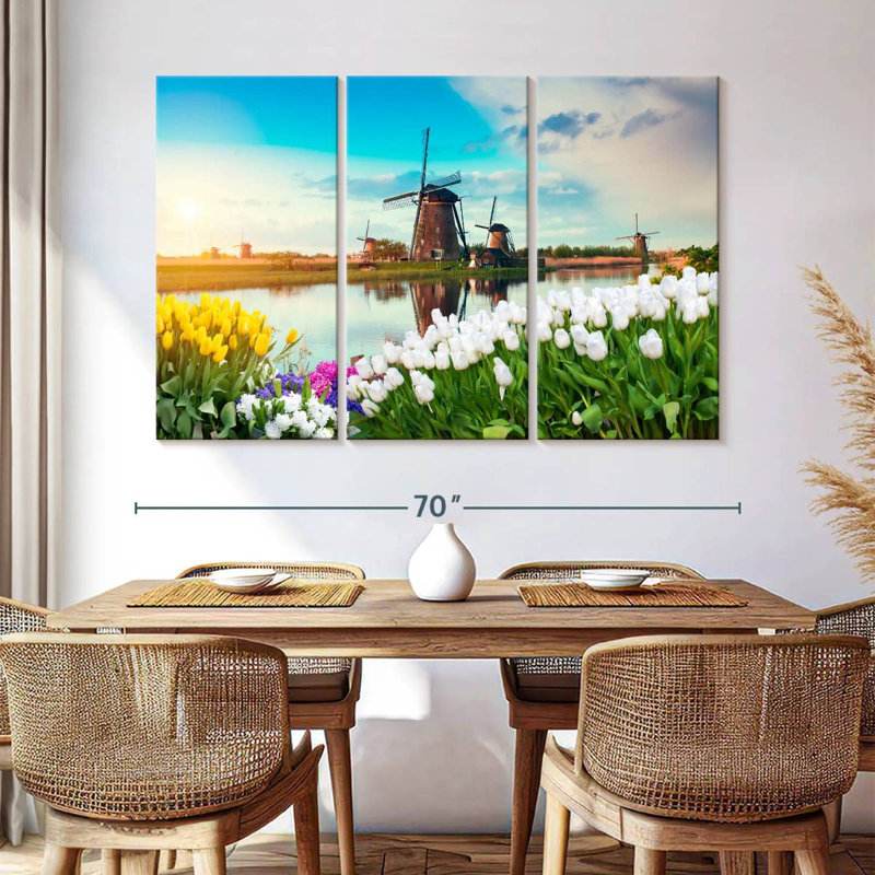 Nicci Scenic Windmills And Tulips, H 42 po x l 65 po
