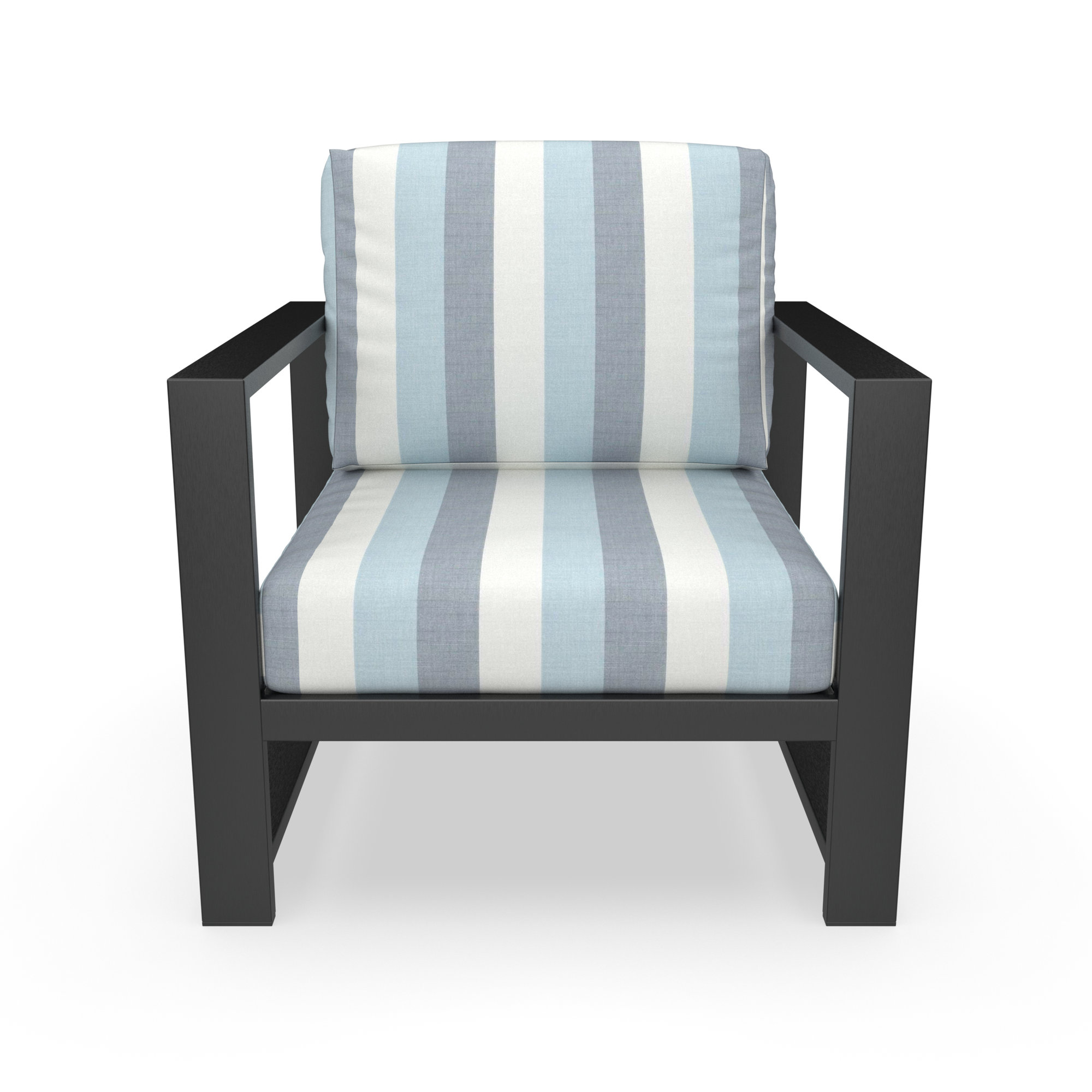 Dulcie Metal Outdoor Armchair with Sunbrella Cushions, Sunbrella Direction Dew