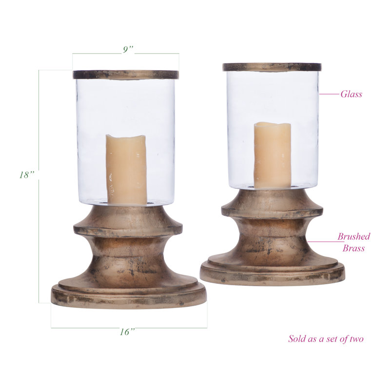 Set of 2 Glass Hurricane