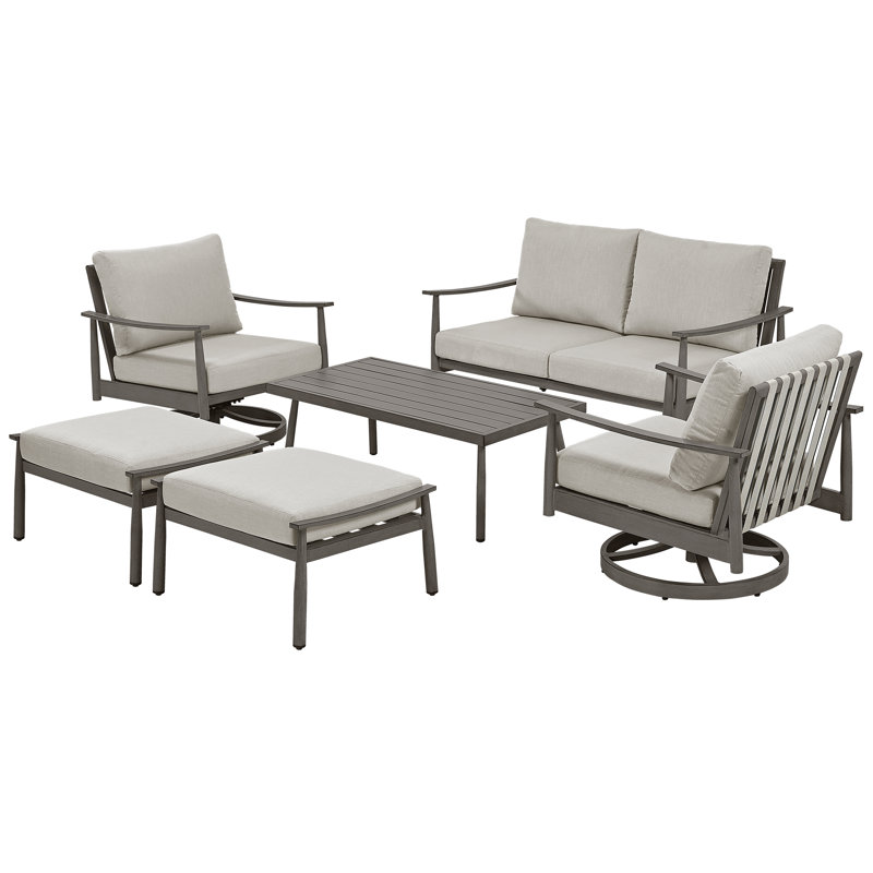 Mariene 4 - Person Patio Conversation Set with Cushions, Gray, Gray