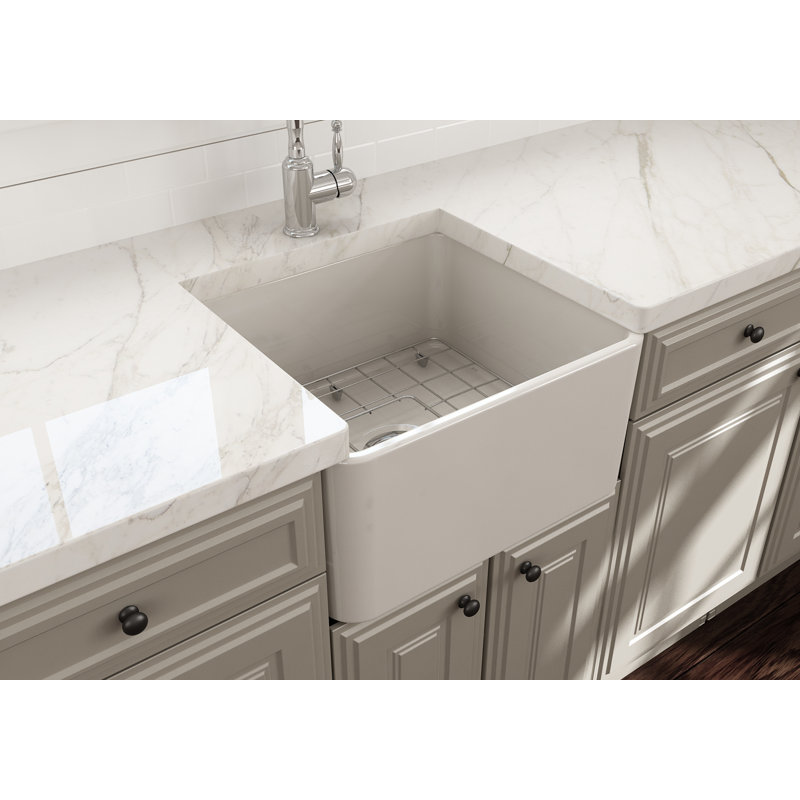 20 in. L Farmhouse Kitchen Sink, Biscuit