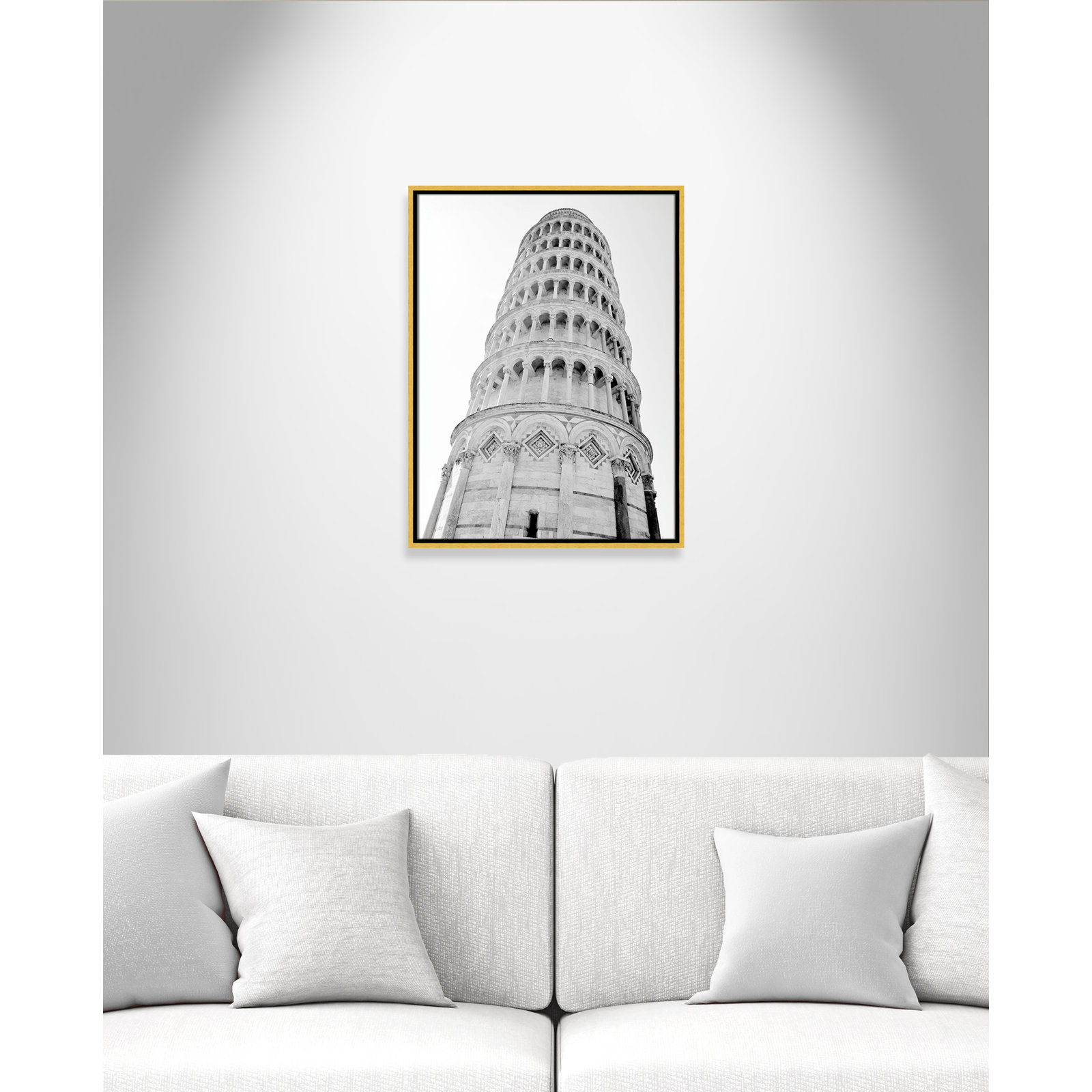 Iconic City Collection "Pisa" Print by Natalie Carpentieri, Gold Floater Frame, No, 25.5" H x 19.5" W x 2" D