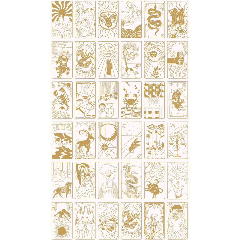 What's Your Sign Wallpaper, White/Gold/Cream/Ivory/Yellow
