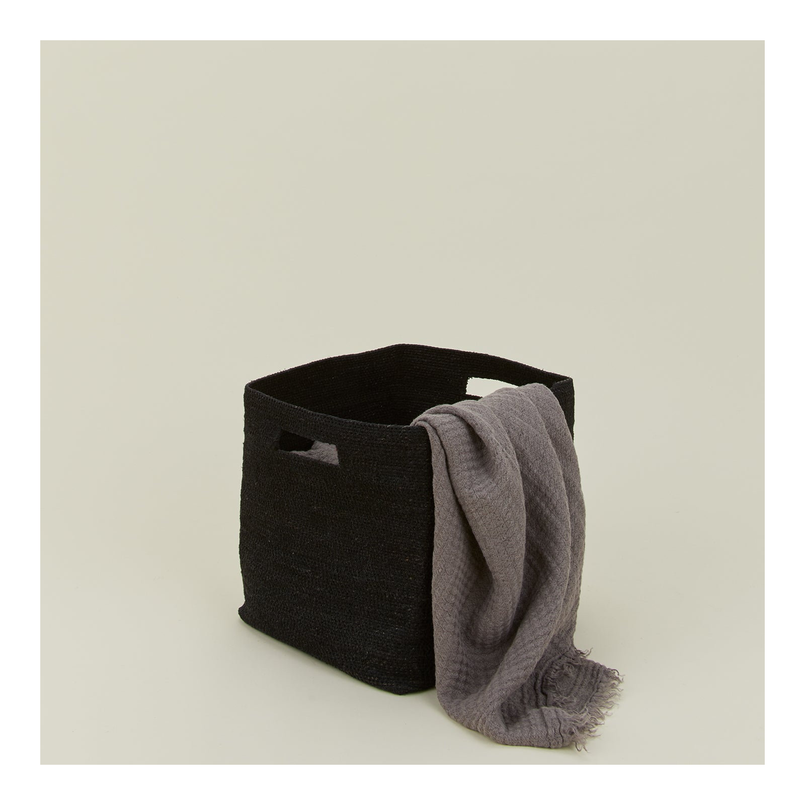 Essential Laundry Basket with Handles, Black, 12" H x 13" W x 13" D