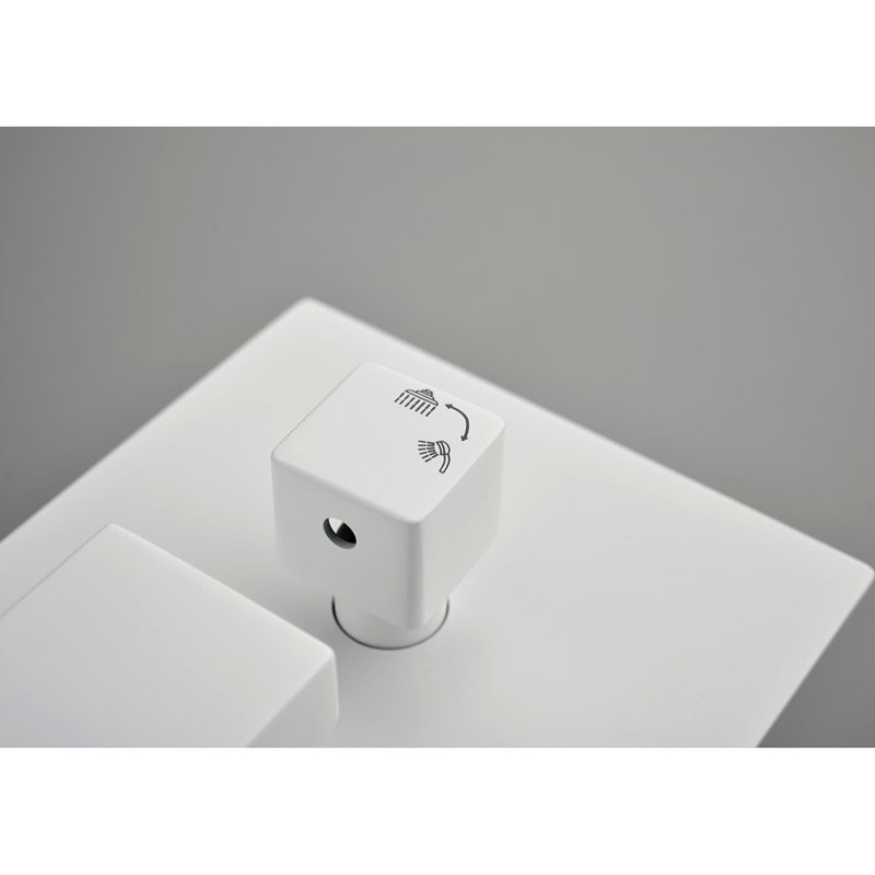 Pomme de douche de 16 po fixée au plafond - Injection d'air augmentant le confort de la salle de bain, laiton et acier inoxydable Sus304, douche blanche, avec tête, boyau de 59 po, support, équipement de montage de valve