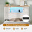 Cadre de lit de rangement simple Farmhouse avec tête de lit bibliothèque, lumières DEL, station de charge et 4 tiroirs, lit plateforme en bois, blanc-2060004168-2062055362