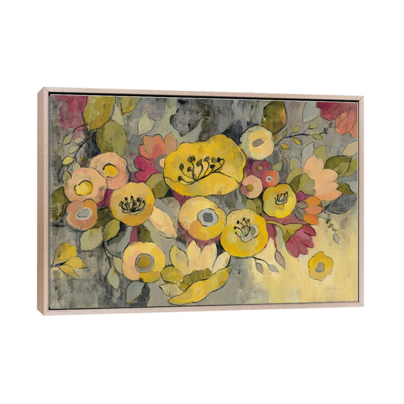 Yellow Floral Duo III - reproduction d'art murale encadrée, H 18 po x l 26 po, Reproduction encadrée sans passe-partout