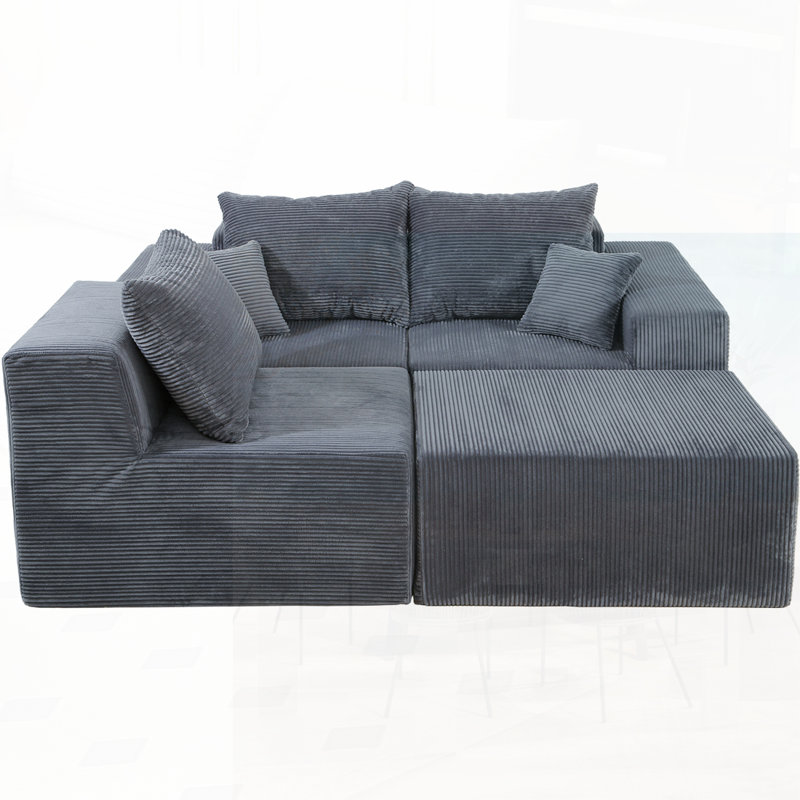 Canapé modulaire flexible en L 4 pièces - Personnalisez votre espace et votre style, Gris