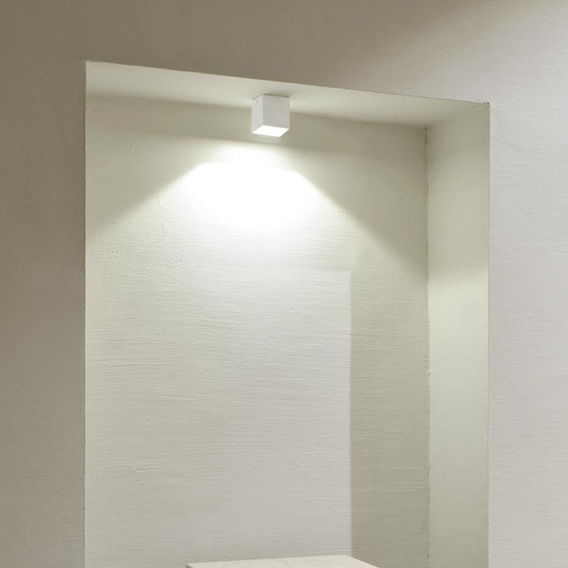 Dau 2'' Simple Square / Rectangle LED Flush Mount, Matte White Lacquer
