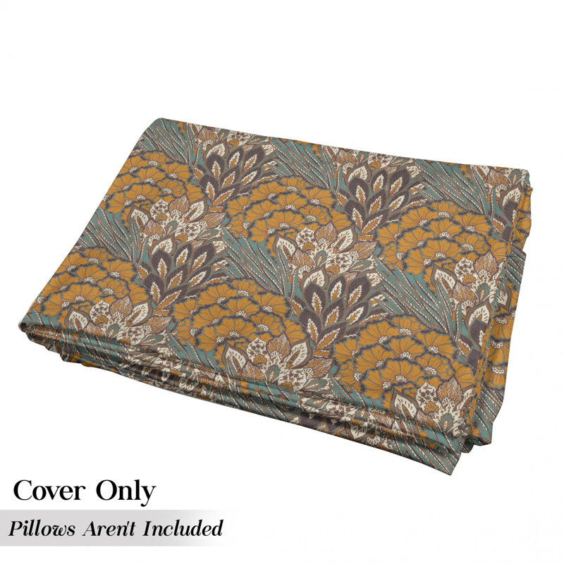 Housse de coussin d'extérieur fleurs et plumes de paon, H 2 po x l 27 po x P 88 po