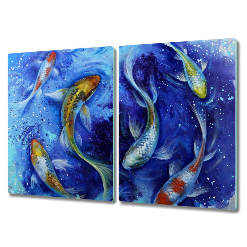 Arbela Colo Abstract Fish Water Chopping Board, 40cm L x 52cm W