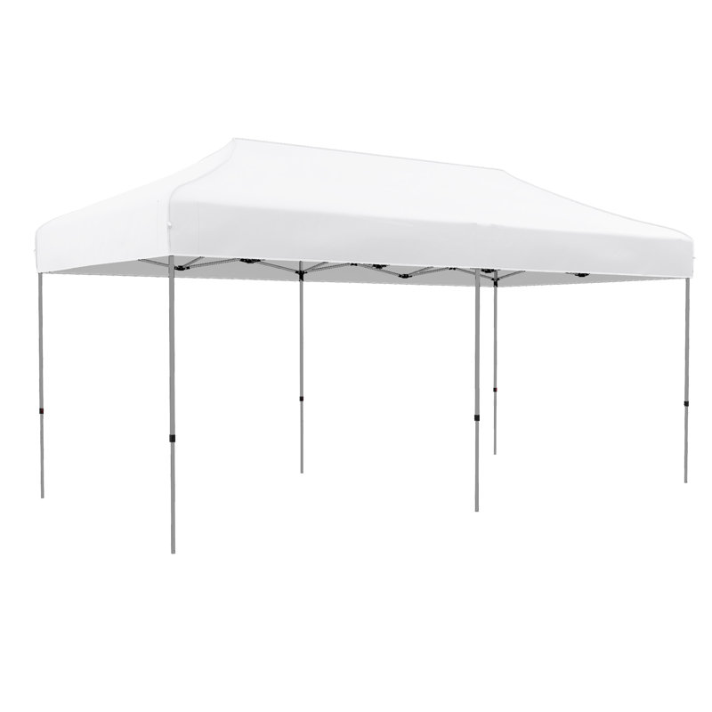 Auvent escamotable 10 pi x 20 pi, 3 hauteurs réglables, pare-soleil pour les réceptions en plein air, camping, fête, avec Gladstone à roues, festivité blanche,