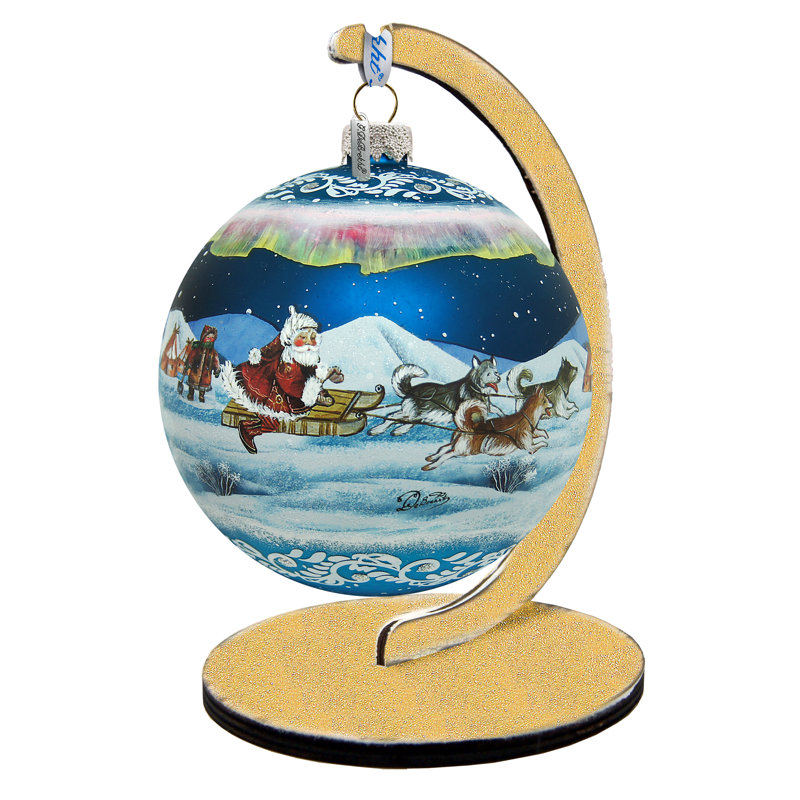 Holiday Splendor 5.5'' Handmade Glass Ball Ornament, Christmas 6, 5.5" H x 5" W x 5" D