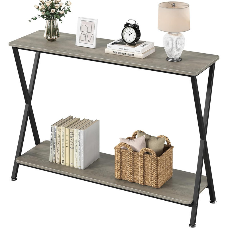 Entryway Table, Couch Table Behind Sofa,2-Tier Industrial Display Table with Shelves, Foyer Tables for Entryway, Foyer, Living Room, Bed Room