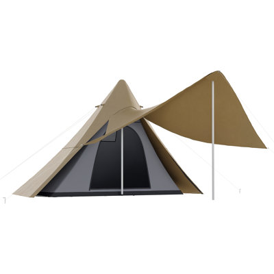 Tente de tipi pour 2 à 3 personnes Outsunny, tente de camping facile à installer avec porche, bleu