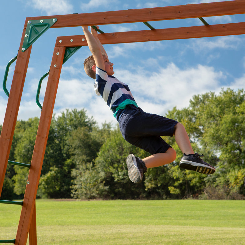 Skyfort II Cedar Wood Swing Set with Slide and Swings
