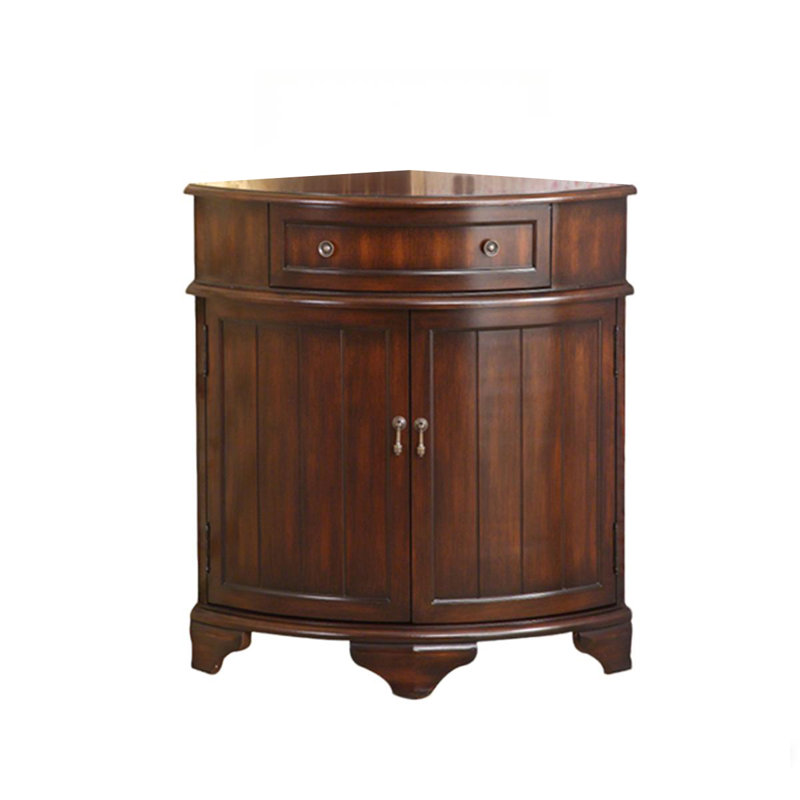 Armoire de coin en bois massif de couleur noyer