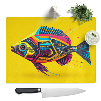 Abstract Fish  Glass Chopping Board